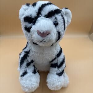 Build A Bear BAB 14" Long White Tiger White & Black Stripes Plush Blue Eyes B4